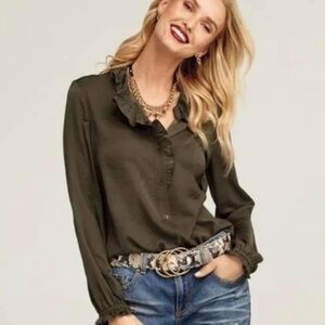 Cabi Icon Blouse Medium Olive Color NWOT